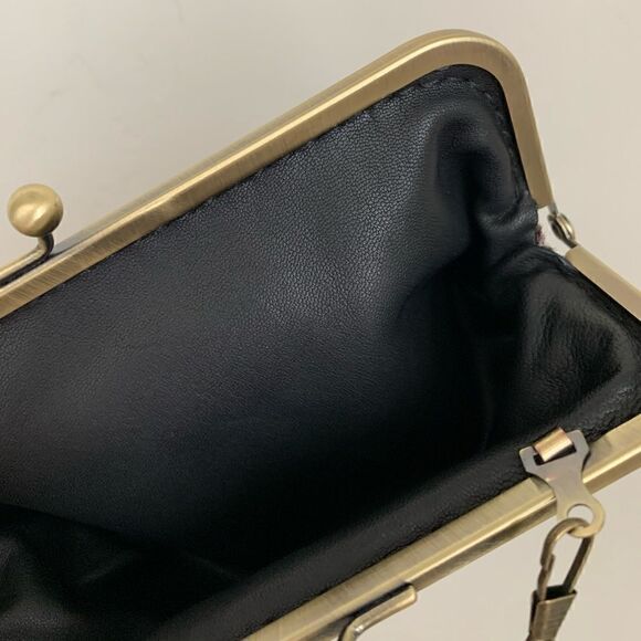 Handmade Vintage style Genuine Embossed Leather Kisslock Mini Clutch/Crossbody - Picture 15 of 15